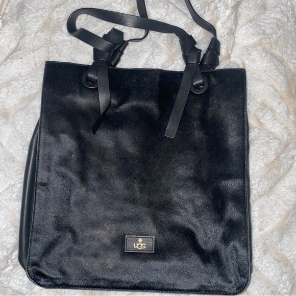 UGG Handbags - UGG Black Genuine Cow Hide Leather Tote Bag